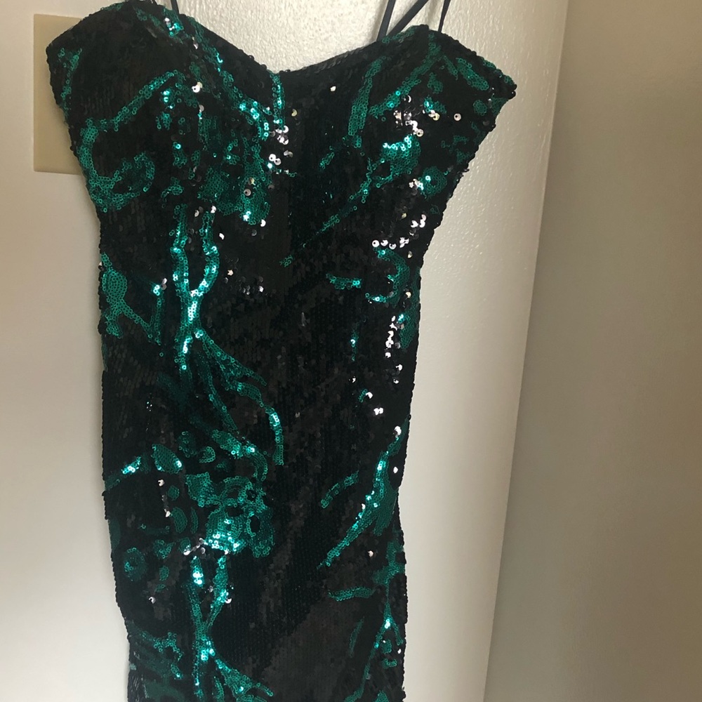 Black and Teal Sequence Dress